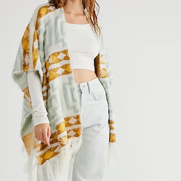 Free People Tops - Free People Diamondback Cozy Kimono Poncho O/S